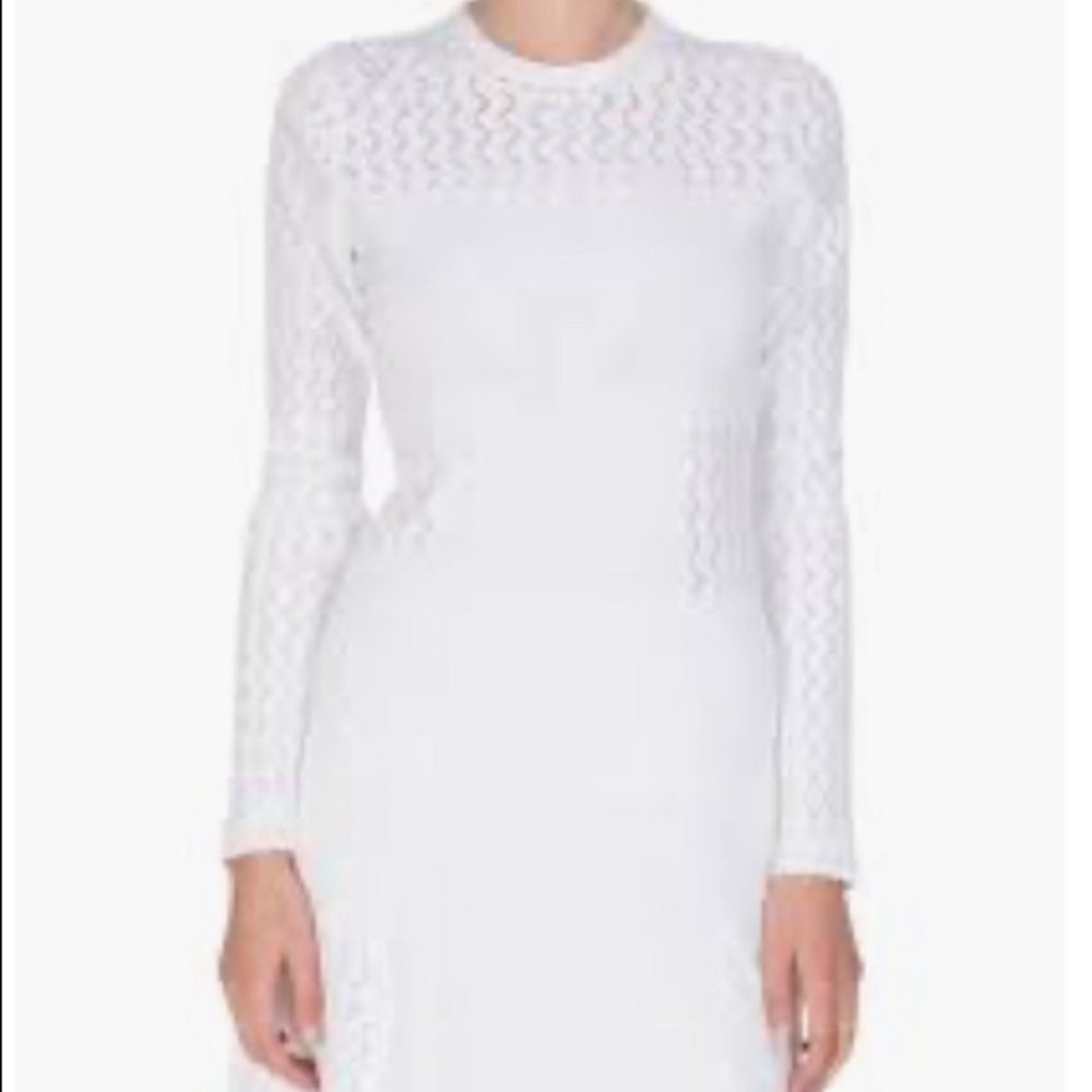 Kenzo $295 Scalloped Knit Sweater White Size Small